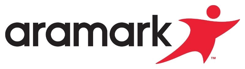 The Aramark corporate logo on a white background, featuring the company name in lowercase black letters next to a stylized red star figure with a trademark symbol.