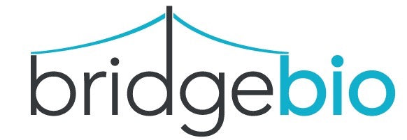 The Bridgebio company logo on a white background. 