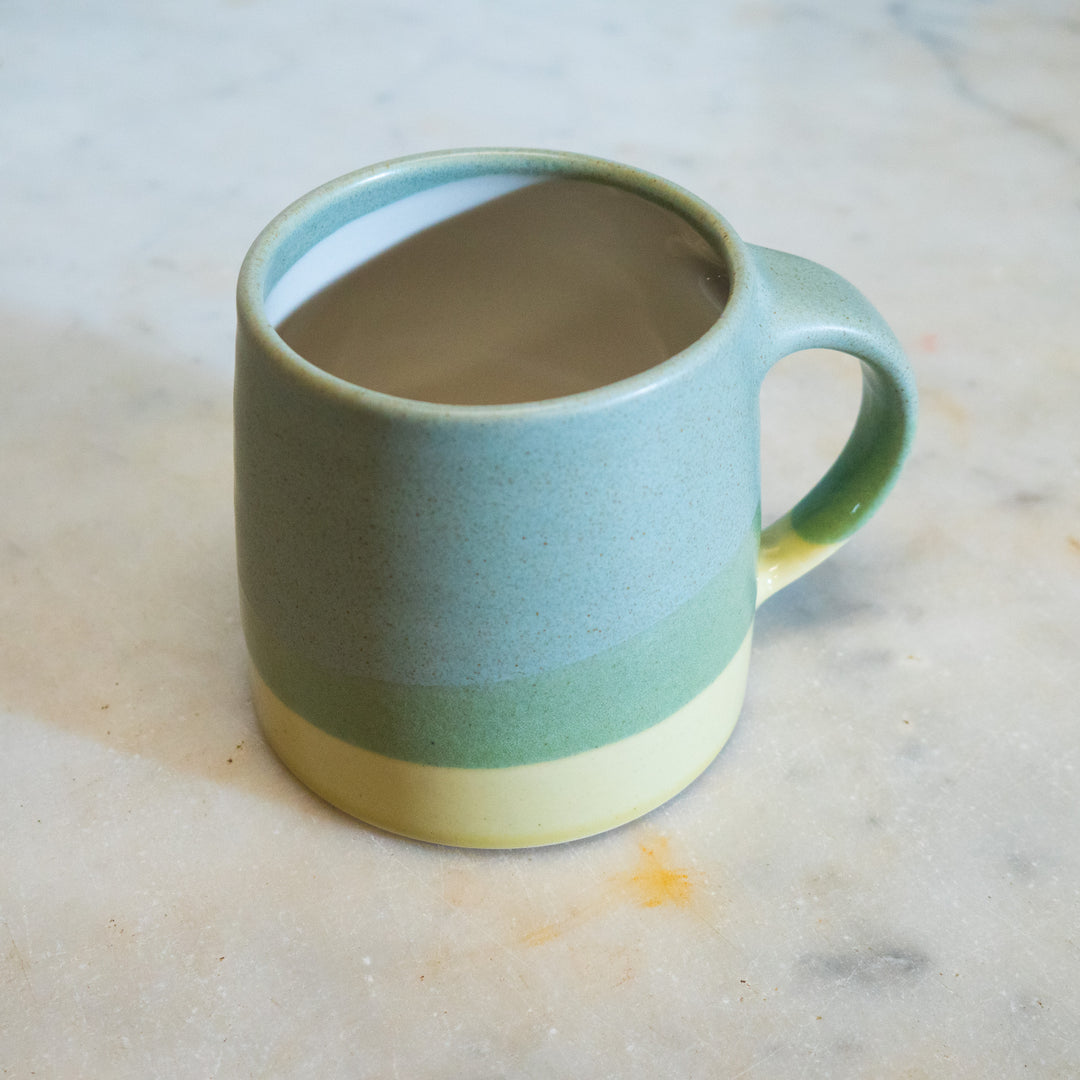 kinto moss green yellow glazed mug cute minimalist cozy