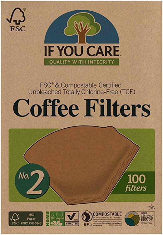 If You Care No. 2 cone coffee filters box, 100 unbleached compostable filters