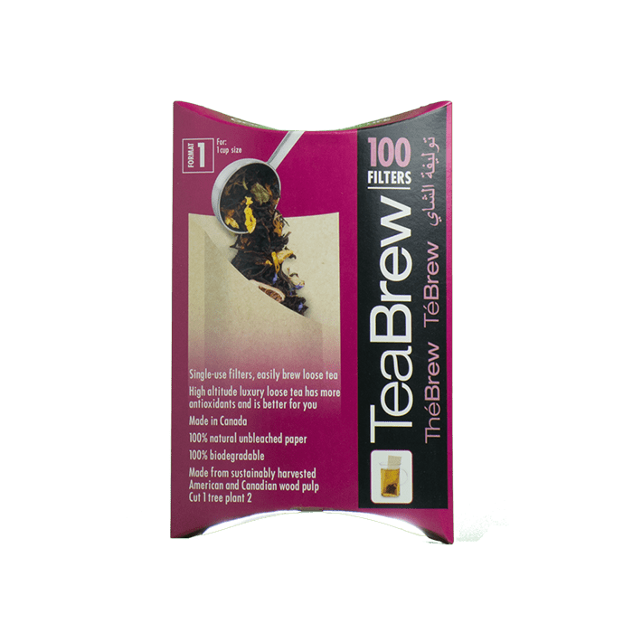 TeaBrew box of 100 biodegradable single-use filters for loose leaf tea